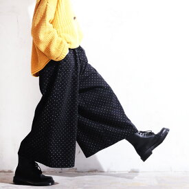 RaKMACKA(レックマッカ) ちっちゃなドットのワイドパンツ M/L/LL/3L/4L/5Lサイズ レディース/ワイドパンツ/ガウチョパンツ/Aライン/綿/コットン/水玉/ボトムス/クリスマス/プレゼント/ギフト/贈り物