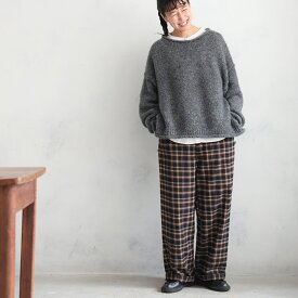 はちみつ堂 もみの木のチェックパンツ M/L/LL/3L/4L/5Lサイズ レディース/ワイドパンツ/ロング/綿/コットン/起毛/ボトムス