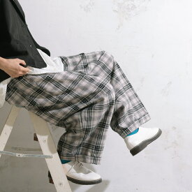 RaKMACKA(レックマッカ) パンナコッタのチェックなパンツ M/L/LL/3L/4L/5Lサイズ レディース/テーパードパンツ/ワイドパンツ/ロング/麻混/リネン混/ボトムス