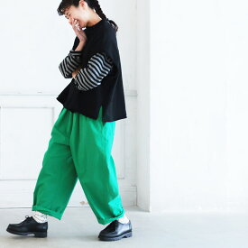 O.W.N 映えちゃうグリーンな9分丈パンツ M/L/LL/3L/4L/5Lサイズ レディース/テーパードパンツ/クロップド/九分丈/ロング/リネン混/麻混/ボトムス