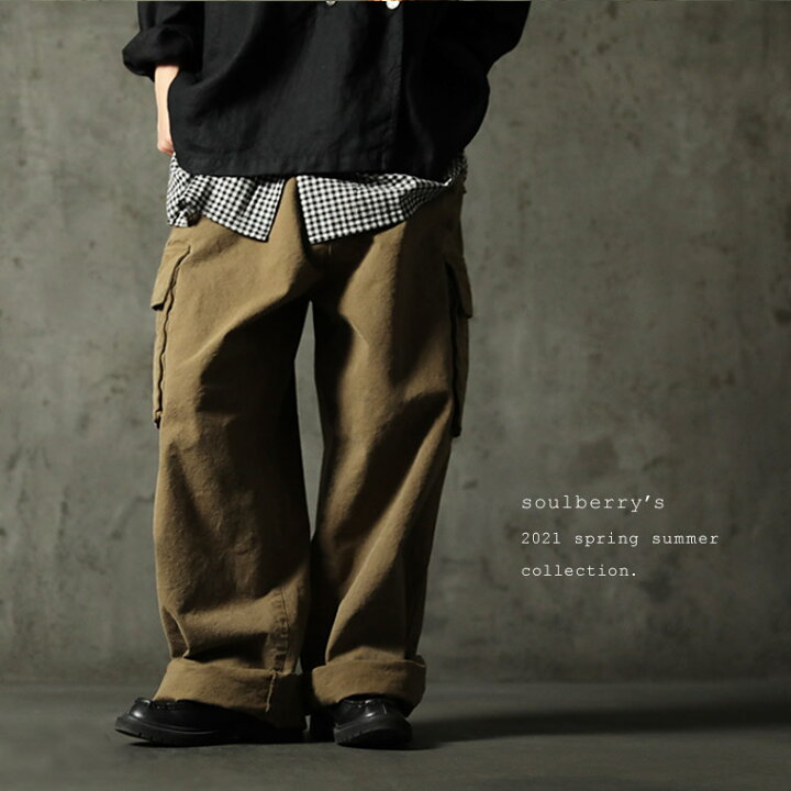 楽天市場 重ね着に負けないワイドパンツ M L Ll 3lサイズ レディース ワイドパンツ カーゴパンツ ロング ルーズ 綿 コットン ボトムス Soulberry