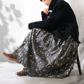 「the garden」冬に咲く庭のスカート M/L/LL/3L/4L/5Lサイズ レディース/フレア/Aライン/ロング/小花柄/ボトムス