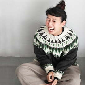 僕と私の、好きな服 僕と私の、ノルディックなニット 2/3/4/5/6サイズ レディース/プルオーバー/クルーネック/長袖/求心柄/フェアアイル柄/ウール混/毛混/トップス
