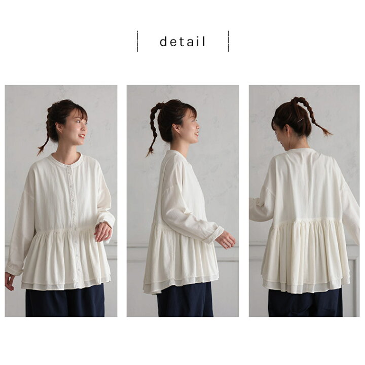 楽天市場】裾からはみ出すフリルのブラウス M/L/LL/3L/4L/5Lサイズ 