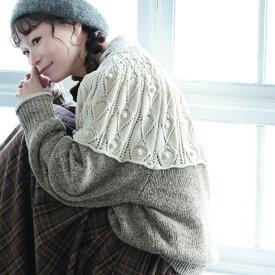 ブリードの森 紅茶のカップケーキなニット M/L/LL/3L/4L/5Lサイズ レディース/長袖/クルーネック/ローゲージ/かぎ針編み/クロシェ/トップス