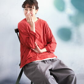 秋もお世話になっちゃう、夏の長袖ボーダーカットソー M/L/LL/3L/4L/5Lサイズ レディース/ロンT/Tシャツ/クルーネック/シアー/ゆったり/トップス