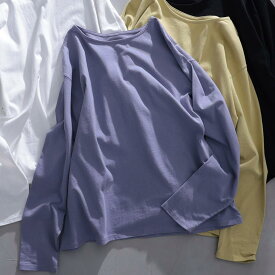 ブラウス好きのためのロンT M/L/LL/3L/4L/5Lサイズ レディース/インナー/カットソー/Tシャツ/長袖/クルーネック/綿/コットン/トップス