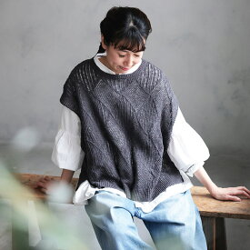 夏が好きになるベスト M/L/LL/3L/4L/5Lサイズ レディース/サマーニット/ノースリーブ/フレンチスリーブ/クルーネック/透かし編み/綿/コットン/トップス