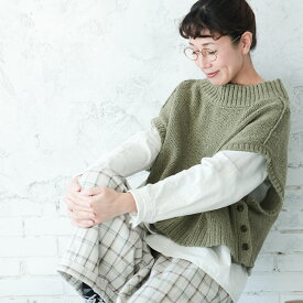 はちみつ堂 冬のアイスクリームなネップのベスト M/L/LL/3L/4L/5Lサイズ レディース/プルオーバー/クルーネック/ノースリーブ/フレンチスリーブ/トップス