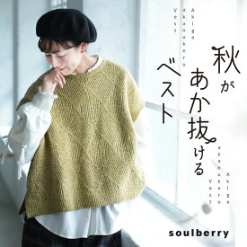 秋が、あか抜けるベスト M/L/LL/3L/4L/5Lサイズ レディース/ニットベスト/ノースリーブ/フレンチスリーブ/クルーネック/透かし編み/ウール混/毛混/トップス