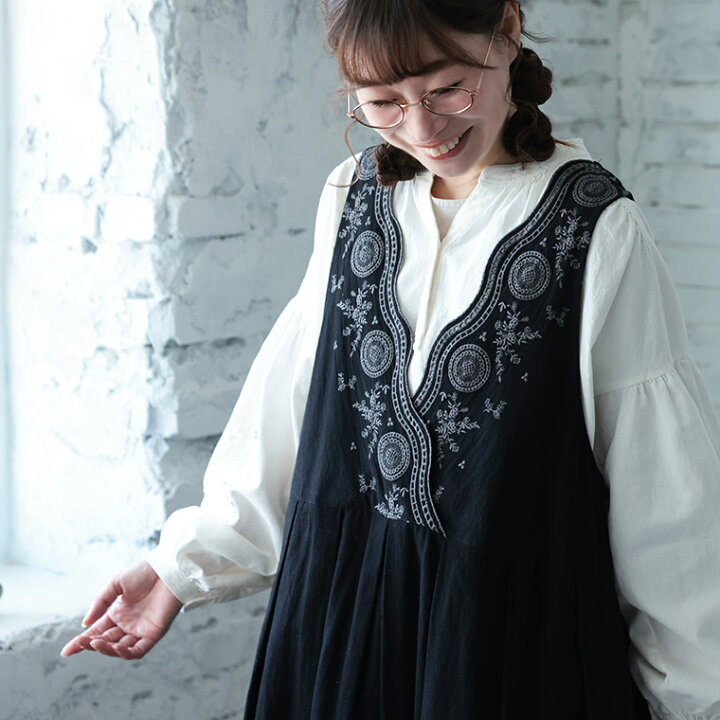 楽天市場】はちみつ堂 たっぷり刺繍のワンピース M/L/LL/3L/4L/5L 