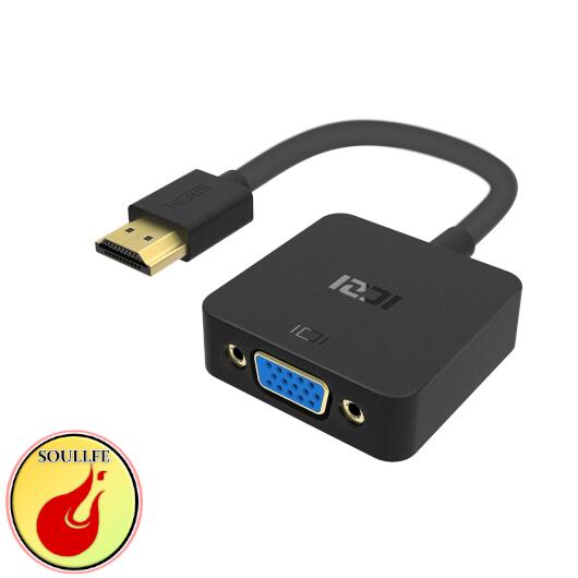 HDMI VGA D-SUB 変換 アダプタ ケーブル 1080p リアル ICZI オス 引出物 変換アダプタ HDMI-VGA 1080p対応 to hdmi ブラック メスアダプタ