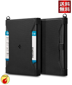 Spigen パスポートケース スキミング防止 ホルダー トラベルウォレット 安全な海外旅行用 高級PUレザーパスポートカバー 多機能収納ポケット 名刺 クレジットカード 航空券 エアチケット AFA05538 (ブラック)