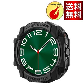 Spigen Galaxy Watch Ultra ケース 落下 衝撃 吸収 タフネスデザイン すり傷 防止 耐衝撃 保護カバー ラギッド・アーマー ACS08426 (マット・ブラック)