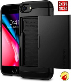 Spigen iPhone SE3 ケース 手帳型 iPhone SE2 ケース 手帳型 iPhone8用 iPhone7用 ケース カード 収納 MIL規格取得 耐衝撃 指紋防止 傷防止 衝撃 吸収 ワイヤレス充電 スリム・アーマー CS（ブラック／ガンメタル）