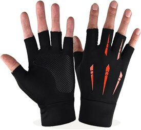 SCOLORKI グローブ 春夏用 冷感手袋 薄手 UVカット 日焼け止め 指出し 5本切り 滑り止め スマホ 速乾性 釣り サイクル　全6色