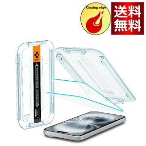 Spigen iPhone 16 / iPhone 15 KXtB 9HdxKX \tLbgt iPhone16/iPhone15Ή یtB imR[eBO Uh~ 2 EZ Fit X
