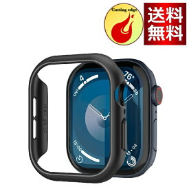 Spigen Apple Watch 10 ケース 46mm AppleWatch10 対応 落下 衝撃 吸収 簡易着脱 超薄型 シンプル スリム 軽量 保護カバー アップルウォッチケース シン・フィット (ブラック）