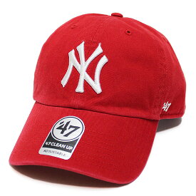 '47 フォーティーセブン ニューヨーク ヤンキース キャップ 帽子 NEWYORK YANKEES '47 CLEAN UP CAP ストリート ベースボール MLB カーブバイザー レッド 赤