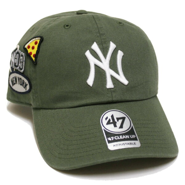 '47 フォーティーセブン ニューヨーク ヤンキース キャップ NEWYORK YANKEES BADGES '47 CLEAN UP CAP メジャーリーグ MLB ワッペン ロゴ刺繍 モスグリーン