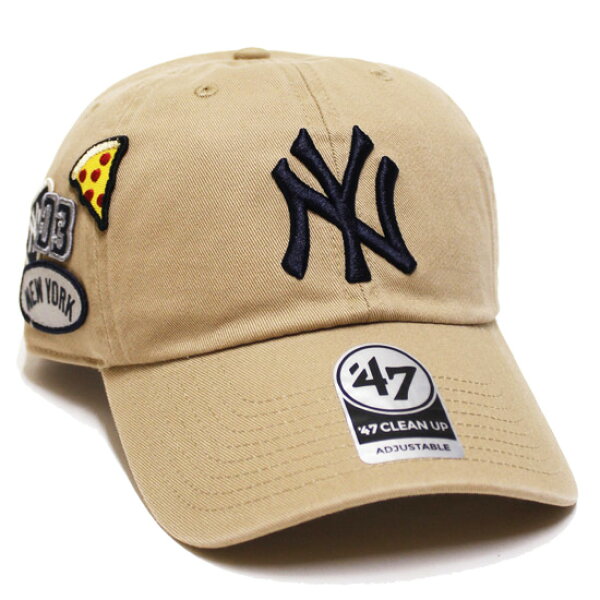 '47 フォーティーセブン ニューヨーク ヤンキース キャップ NEWYORK YANKEES BADGES '47 CLEAN UP CAP メジャーリーグ MLB ワッペン ロゴ刺繍 カーキ