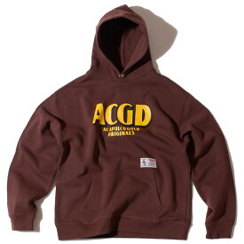 ACAPULCO GOLD アカプルコゴールド スウェット フーディ パーカー ACGD SNAP HOODED SWEAT ストリート ワイドシルエット ロゴプリント 裏起毛 ブラウン M L XL