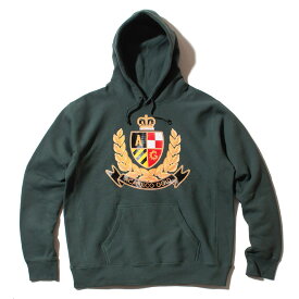 ACAPULCO GOLD アカプルコゴールド パーカー フーディ CREST PULLOVER HOODED SWEAT ストリート ワイドシルエット AGエンブレム プリント 裏起毛 グリーン M L XL