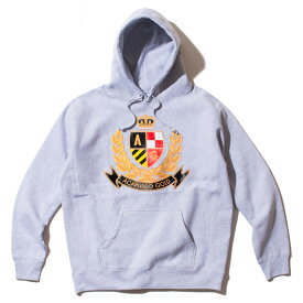 ACAPULCO GOLD アカプルコゴールド パーカー フーディ CREST PULLOVER HOODED SWEAT ストリート ワイドシルエット AGエンブレム プリント 裏起毛 グレー M L XL