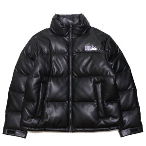 FIRST DOWN �t�@�[�X�g�_�E�� ���U�[ �o�u�� �_�E���W���P�b�g LEATHER BUBBLE DOWN JACKET �t�F�C�N���U�[ 700�t�B���p���[ �h�� �y�� �u���b�N M L XL