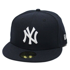 NEW ERA ニューエラ ニューヨーク ヤンキース 5950キャップ 帽子 NEWYORK YANKEES 59FIFTY CAP フラットバイザー ロゴ刺繍 MLB ネイビー 紺 ホワイト刺繍