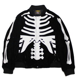 VANSON バンソン ジャケット BONE VELOURS JACKET ワイドシルエット ボーン刺繍 ベルベット ブラック 黒 M L XL