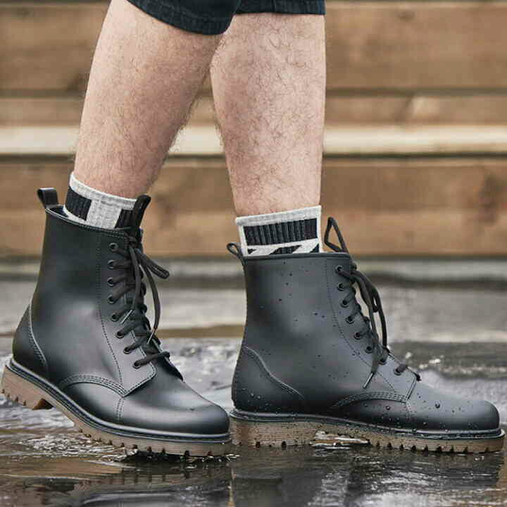 楽天市場 長靴 レインブーツ メンズ オシャレ レースアップ レインシューズ レインシューズ ショートブーツ くつ 雨靴 梅雨 雨対策 メンズ 防水 通勤 男女兼用 アウトドア 通学 レースアップ ガーデニング ビジネス 雨晴兼用 Front Fashion