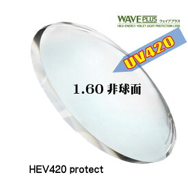 [ウェイブプラス UV420／単焦点／1.60非球面] レンズ交換 HEV420nm スーパーUVカット 紫外線対策 屋外用メガネレンズ 【2枚1組】（人気オプション：ブルーライトカット／ネッツペック／耐キズコート／裏面UVカット）