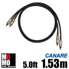 ■カナレ【 CANARE L4E6S 】（黒）RCA オーディオケーブル 5.0ft (1.53m)【赤白ペア】
