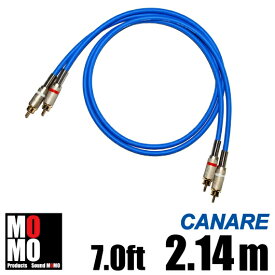■カナレ【 CANARE L4E6S 】（青）RCA オーディオケーブル 7.0ft (2.14m)【赤白ペア】