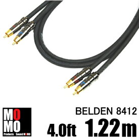 ■ベルデン【 BELDEN 8412 】黒 RCAオーディオケーブル4.0ft (1.22m)【赤青ペア】