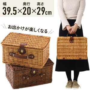 ≪半額+最大1000円オフクーポン≫1日0時〜★ カゴバスケット ピクニックバスケット かごバスケット ピクニック バスケット ビンテージ 北欧 蓋付き ラタン かご バスケット かごバッグ カゴ