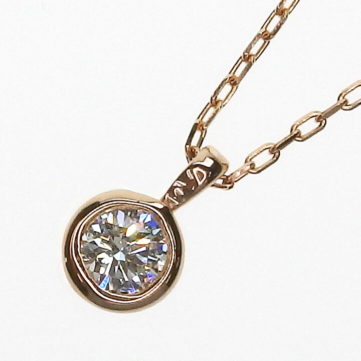 楽天市場】K18PG 一粒 ダイヤモンド ネックレス 0.07ct 鑑別書付 一粒 
