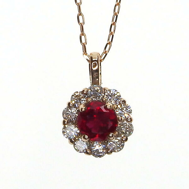 楽天市場】K18PG レッドスピネル ダイヤモンド ネックレス 0.14ct D0 