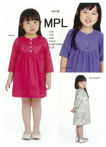 型紙 パターン ヨークチュニックブラウス No.M139 Mパターン研究所 サンプランニング 大人 子供 ベビー 赤ちゃん 作り方 洋裁