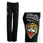 ★あす楽★正規品【Ed Hardy】 Tiger Cotton Pants【エドハーディ】タイガーコットンスェットパンツ・ジャージ　ブラック（女性用）【エドハーディー レディース】セレブ ファッション ブランド スタイル クリスチャン オードジェー