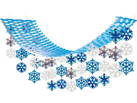 【クリスマス】クリスタルスノー プリーツハンガー H45xW45xL180cm / クリスマス 店舗装飾 販促 POP インテリア デコレーション 飾り付け ディスプレイ イベント 吊り装飾