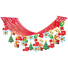 【クリスマス】なかよしクリスマス プリーツハンガー H45×W45×L180cm / クリスマス 飾り 店舗装飾 ディスプレイ 販促 POP インテリア 天井飾り 吊り装飾 サンタ