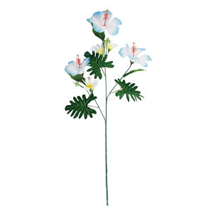 【夏】スプレイハイビスカス&プルメリア ブルー L60cm / 夏 ハイビスカス プルメリア トロピカル 造花 POP 飾り 販促
