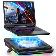 GT600 RGBノートパソコン冷却パッド ラップ冷却パッド巨大なターボファン(14cm直径)急速冷却ゲーム ラッ…