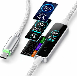 USBC & USBC �P�[�u�� 240W ���ϋv�i�C���� USB PD�Ή� MATECH �f�B�X�v���C�t�� iPhone/MacBook/iPad/Galaxy/Pixel/Windows PC �Ή�(PowerSight 240W 1.2m 2�F)