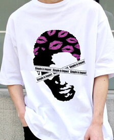 ★T-shirt Tシャツ tシャツ 春 夏 半袖 オーバーサイズ ビッグシルエット お洒落 白 黒 White Black メンズ デニスロッドマン ロッドマン ジョーダン バスケ バスケットボール NBA ストリート系 高級 口紅 キスマーク セクシー 可愛い ストリート女子 キス