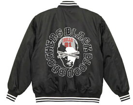 【Black Blood Brothers】スタジアムジャンパー スタジャン オーバーサイズ ビッグシルエット ストリート系 ストリートファッション バスケ B系 ヒップホップ メンズ 黒 Black ブラック 高級 ロッドマン ジョーダン NBA かっこいい お洒落 カワイイ厚手 バスケ