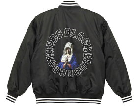 【Black Blood Brothers】スタジアムジャンパー スタジャン オーバーサイズ ビッグシルエット ストリート系 B系 ヒップホップ メンズ 黒 Black ブラック かっこいい お洒落 厚手 30代 秋 冬 ジャンパー ジャケット メンズジャケット ダンス衣装 マリア様 西海岸