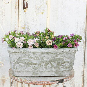 ガーデニング雑貨 アンティーク調 鉢 アラベスク レクトプランターSサイズ